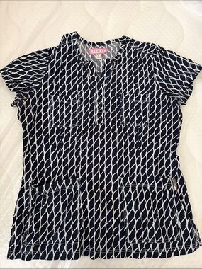 koi Navy and White Geometric Print Tunic Top